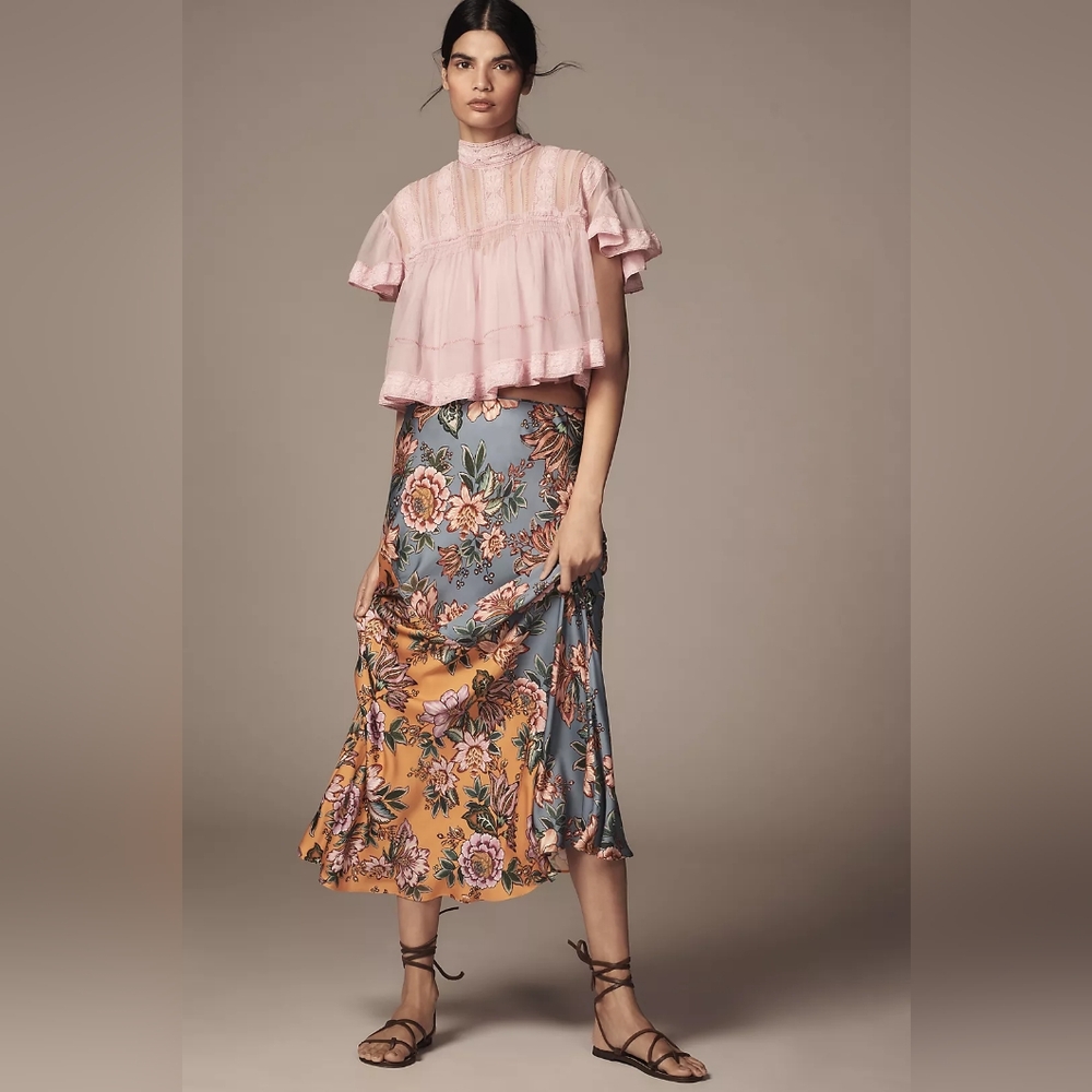 NWT Farm Rio x Anthropologie Midi Slip Skirt Small